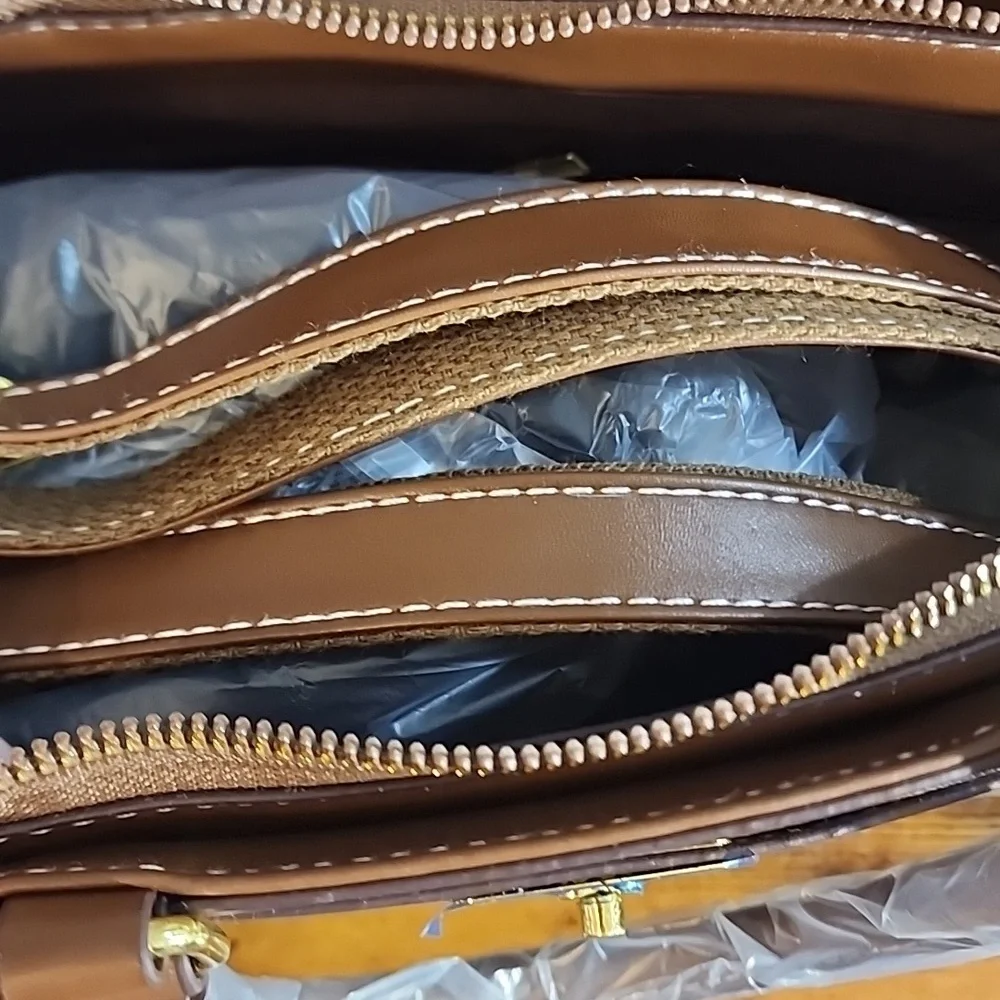 3pcs Set: Multicolor Plaid PU Leather Handbag, Shoulder Bag, Zipper Tote Bag,